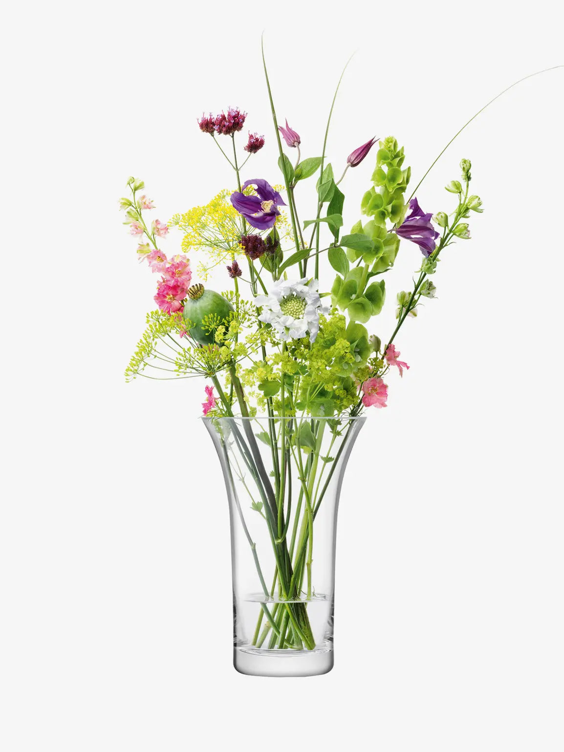 Flower Flared Bouquet Vase H26cm Clear