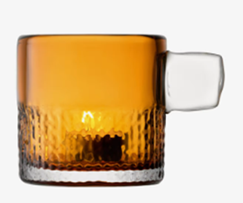 Handle Tealight Holder H9cm Amber