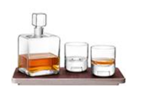 Cask Whisky Connoisseur Set Clear & Ash Cork Tray L3