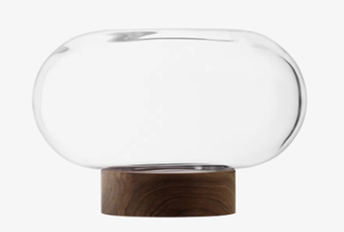 Oblate Vase/Lantern H19.5cm/?28cm Clear/Walnut