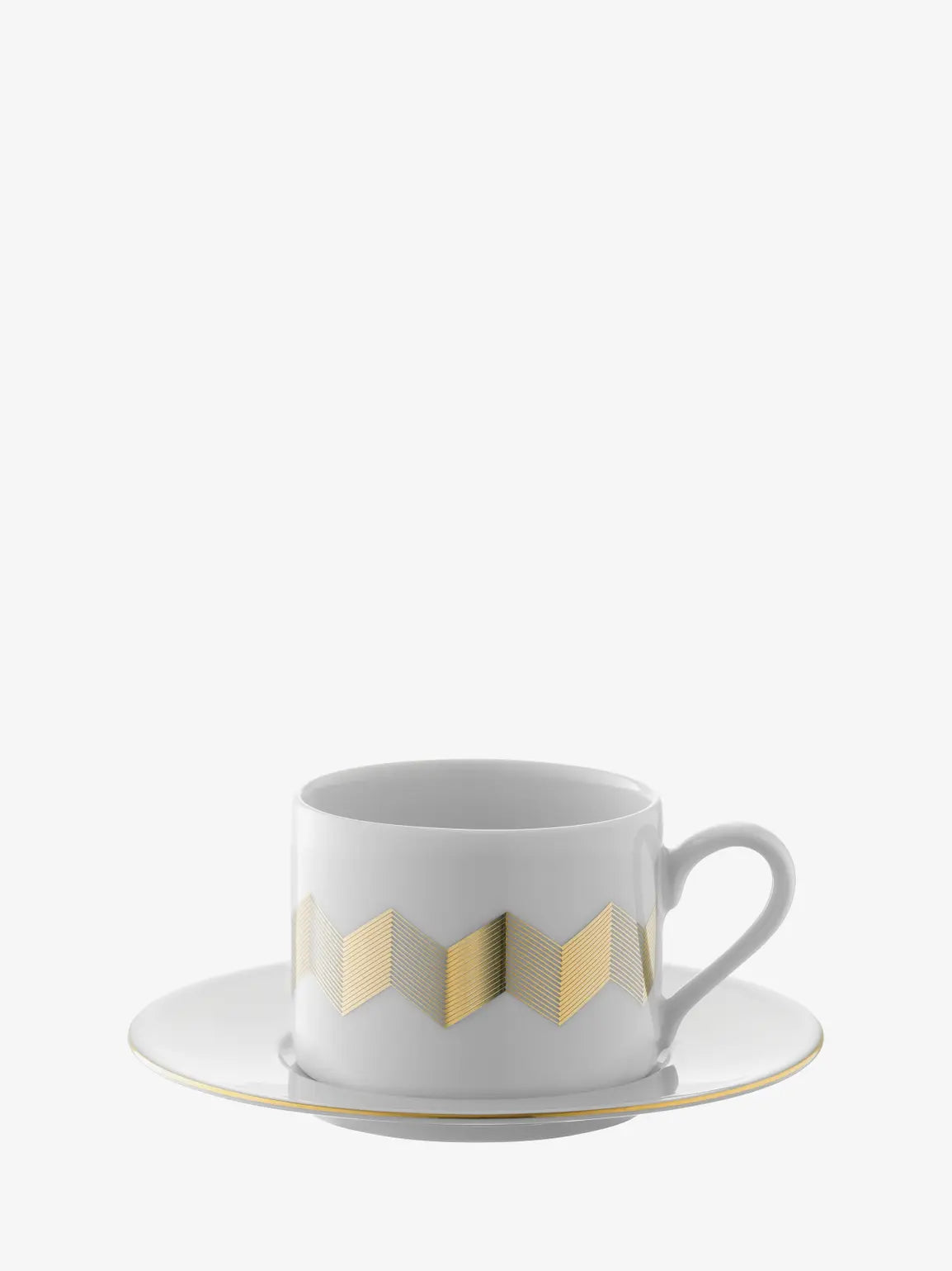 Chevron Teacup & Saucer 250ml Gold Assorted x 4
