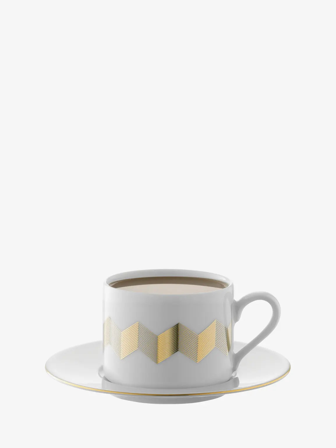 Chevron Teacup & Saucer 250ml Gold Assorted x 4