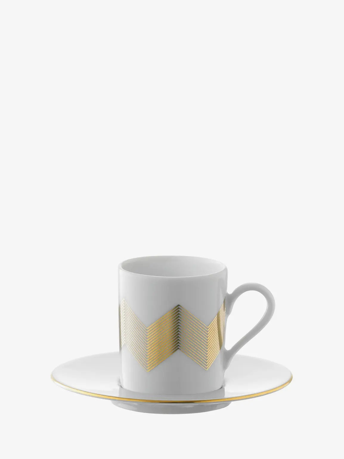Chevron Coffee Cup & Saucer 100ml Gold Assorted x 4