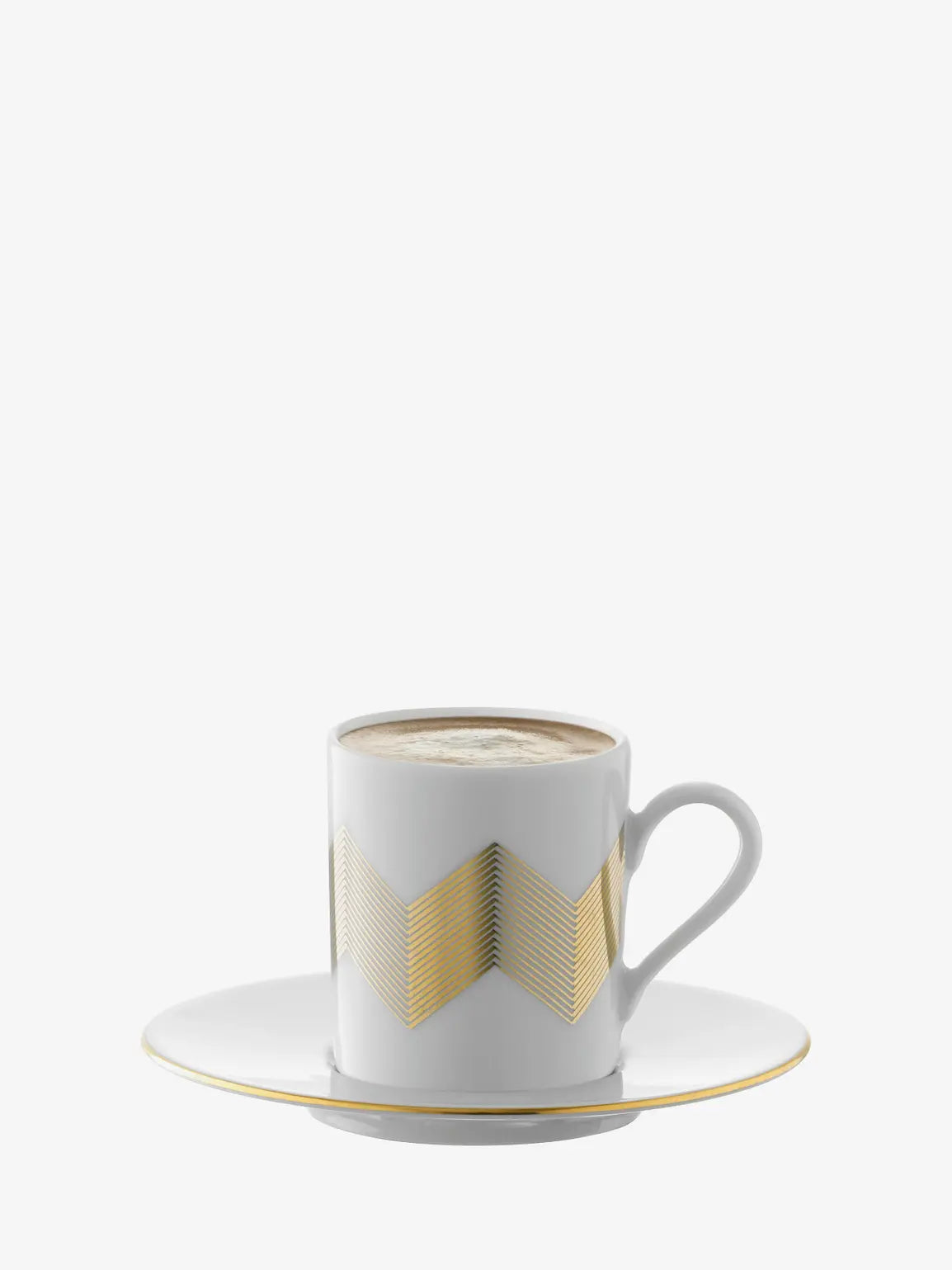 Chevron Coffee Cup & Saucer 100ml Gold Assorted x 4