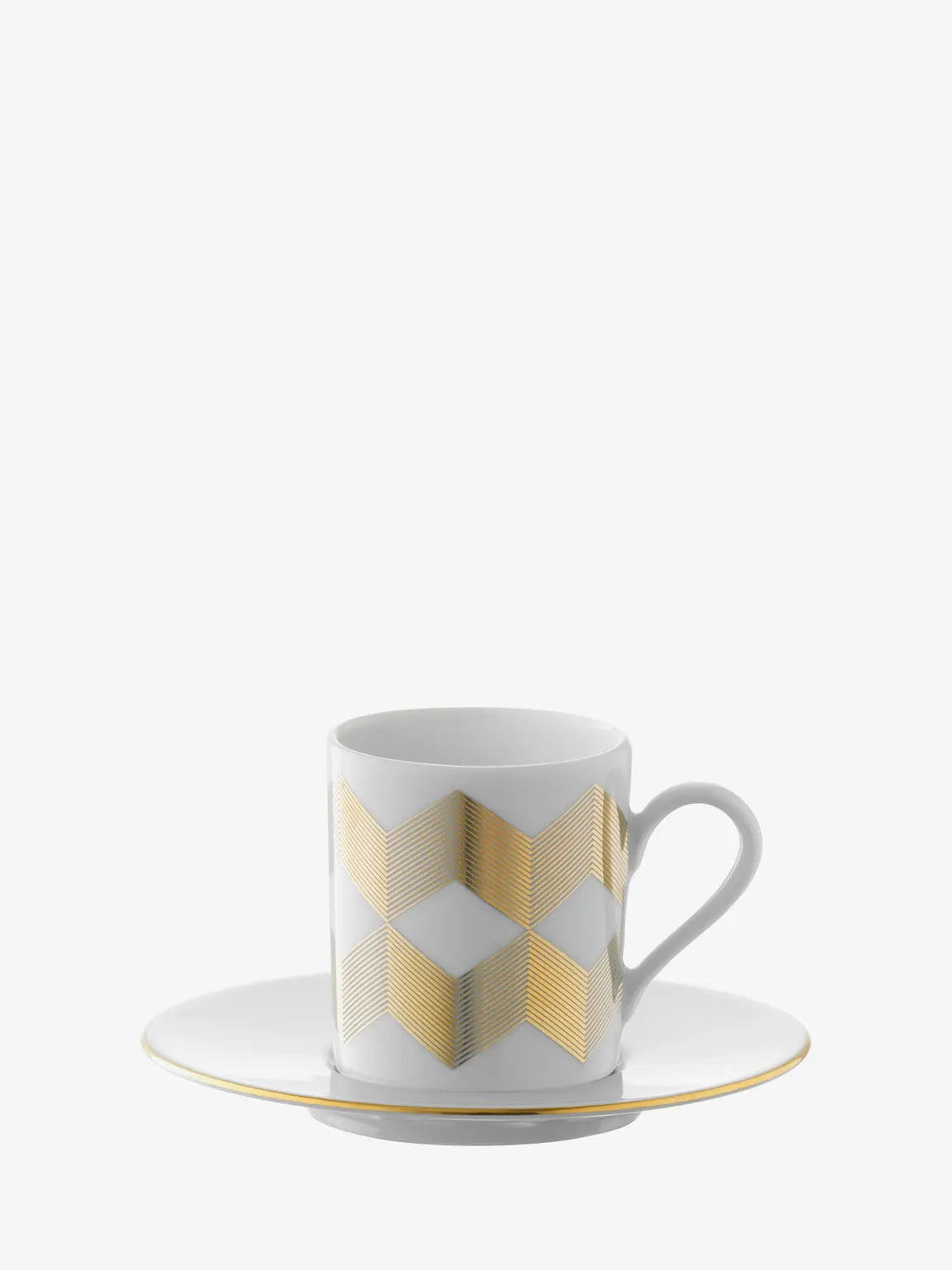 Chevron Coffee Cup & Saucer 100ml Gold Assorted x 4