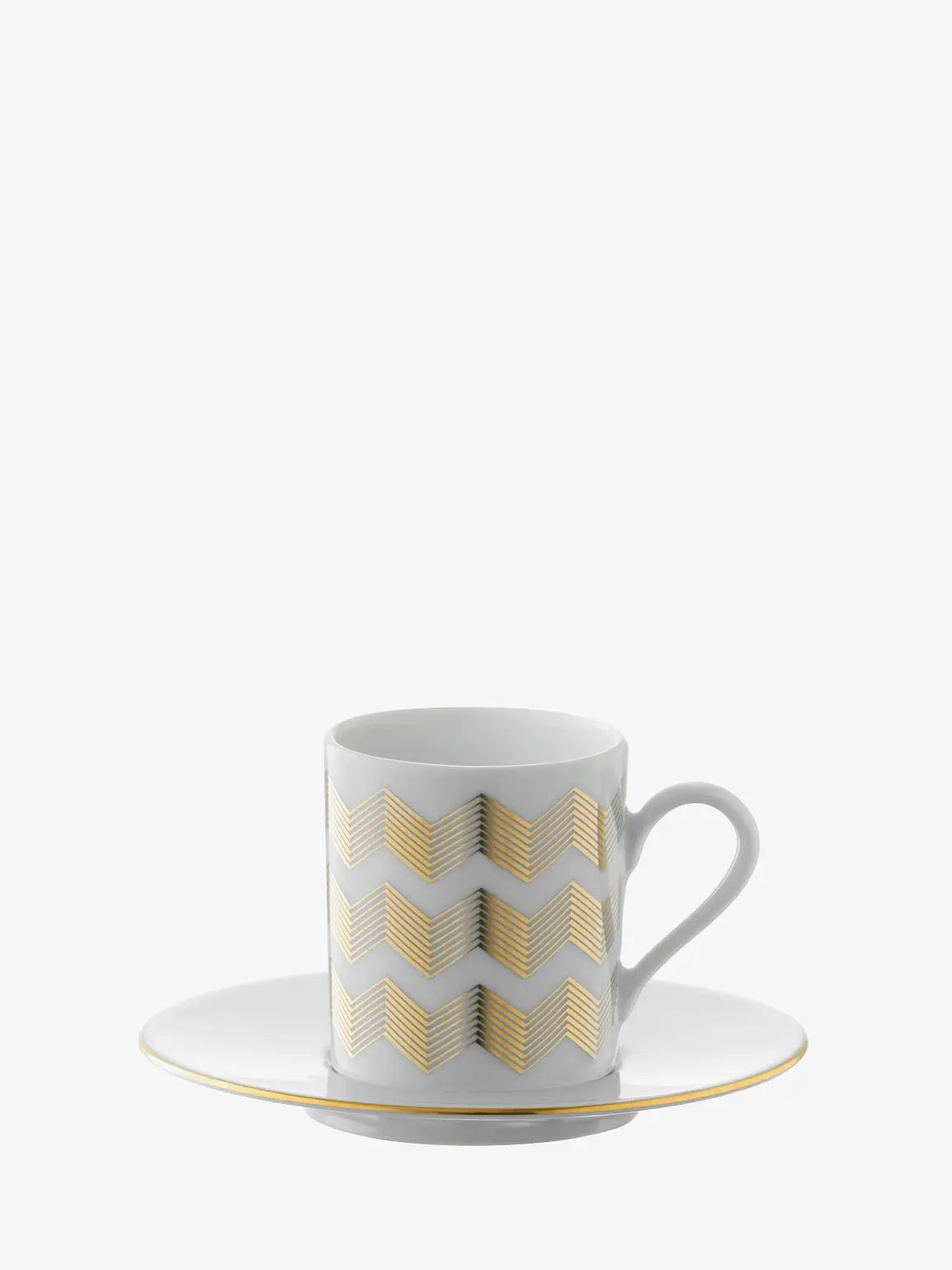 Chevron Coffee Cup & Saucer 100ml Gold Assorted x 4