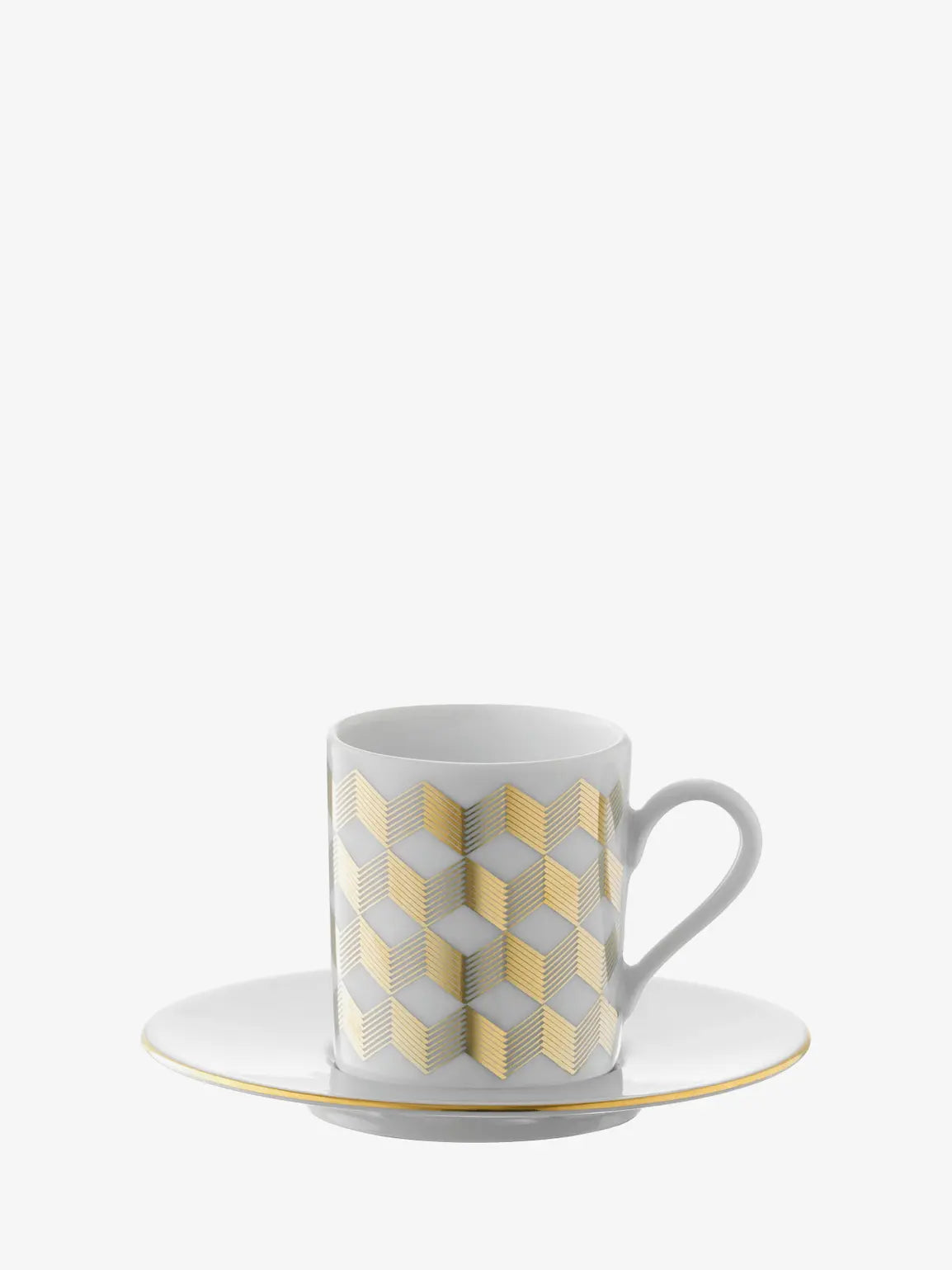 Chevron Coffee Cup & Saucer 100ml Gold Assorted x 4