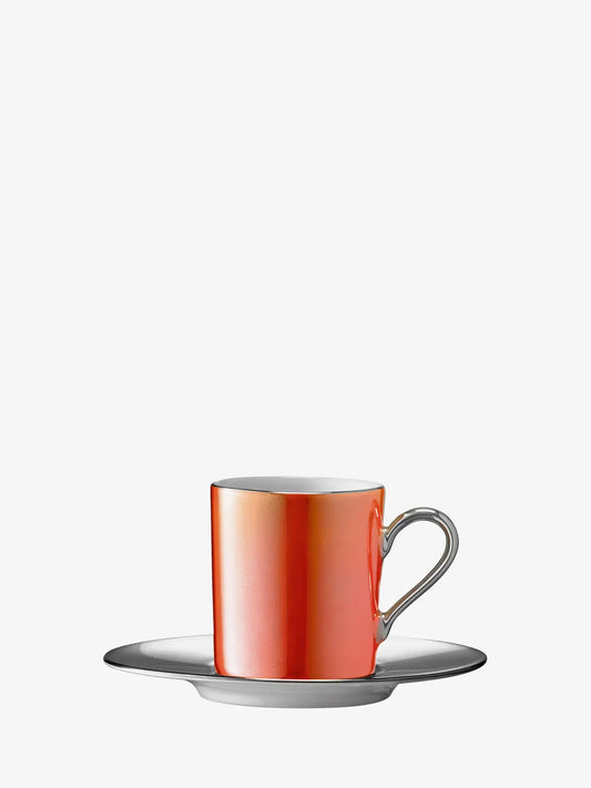 Palazzo Coffee Cup & Saucer 100ml Ember Orange/Platinum