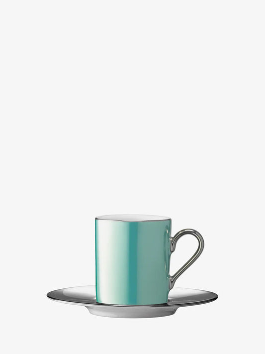 Palazzo Coffee Cup & Saucer 100ml Sea Green/Platinum