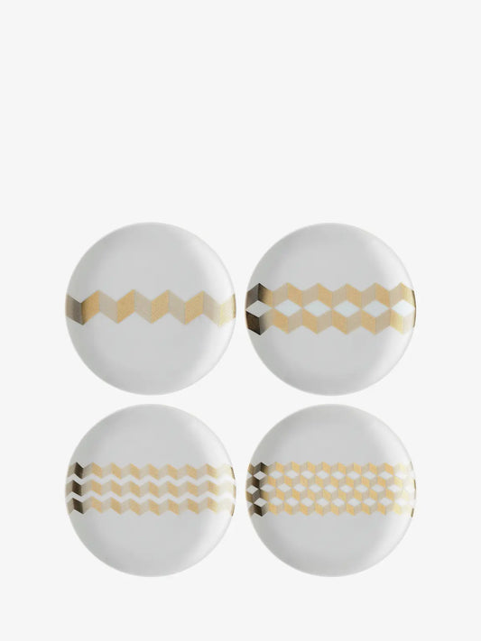 Chevron Teaplate 16cm Gold Assorted x 4