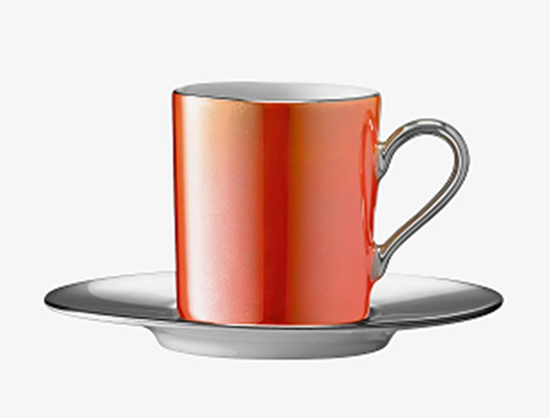 Palazzo Coffee Cup & Saucer 100ml Ember Orange/Platinum