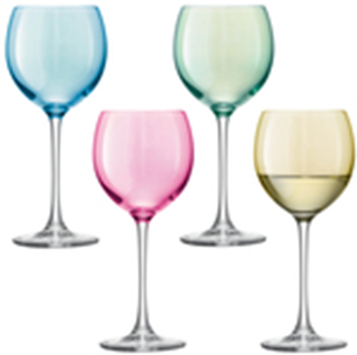 Polka Wine Glass 400ml Pastel Assorted x 4