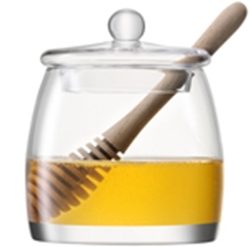 Serve Honey Pot & Oak Dipper H12.5cm Clear
