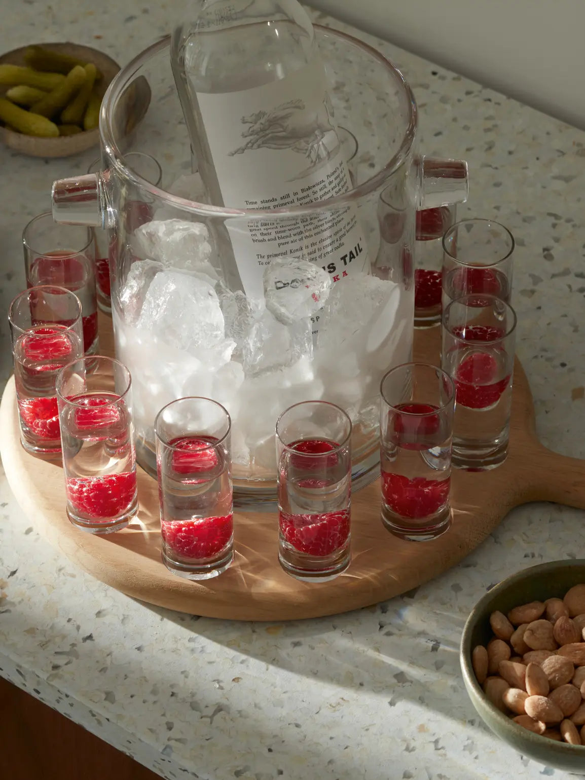Paddle Vodka Serving Set & Oak Paddle L38.5cm Clear