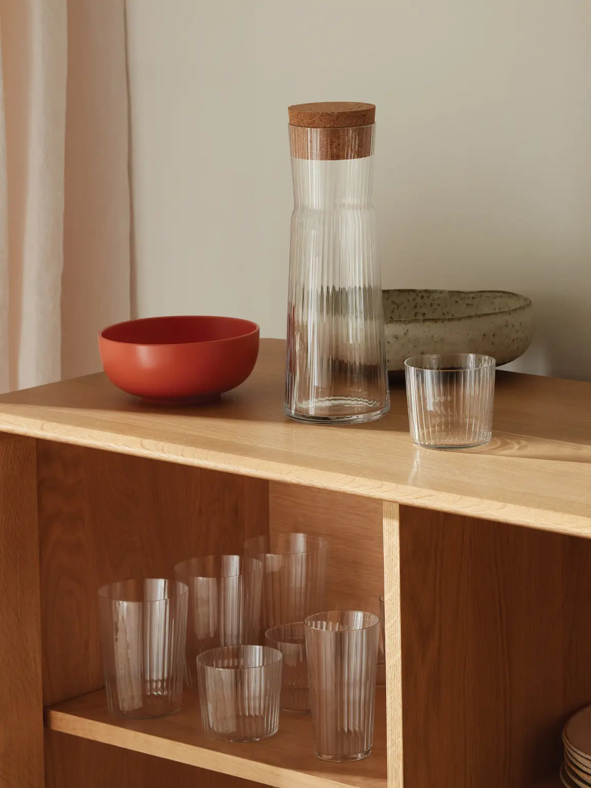 Gio Line Carafe & Cork Stopper 1.35L Clear