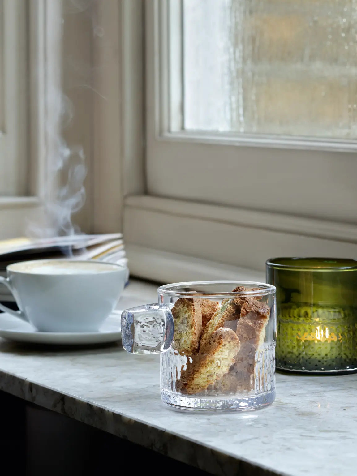 Handle Tealight Holder H9cm Clear