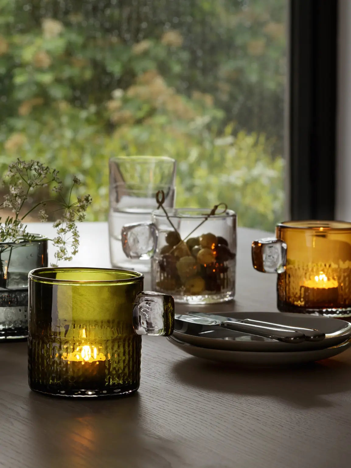 Handle Tealight Holder H9cm Clear