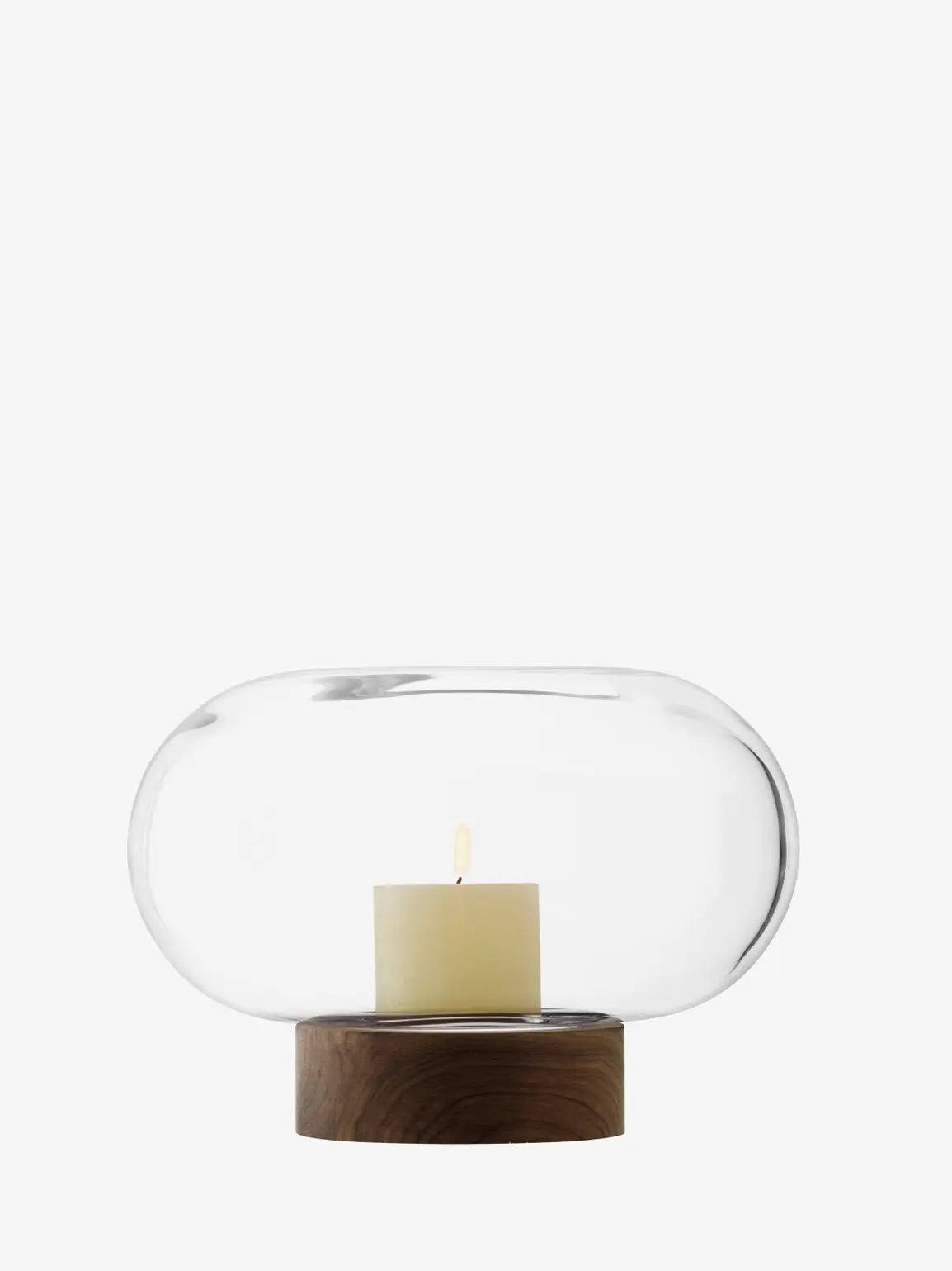 Oblate Vase/Lantern H19.5cm/?28cm Clear/Walnut