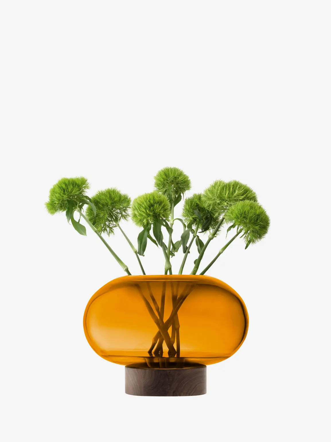 Oblate Vase/Lantern H19.5cm/?28cm Amber/Walnut