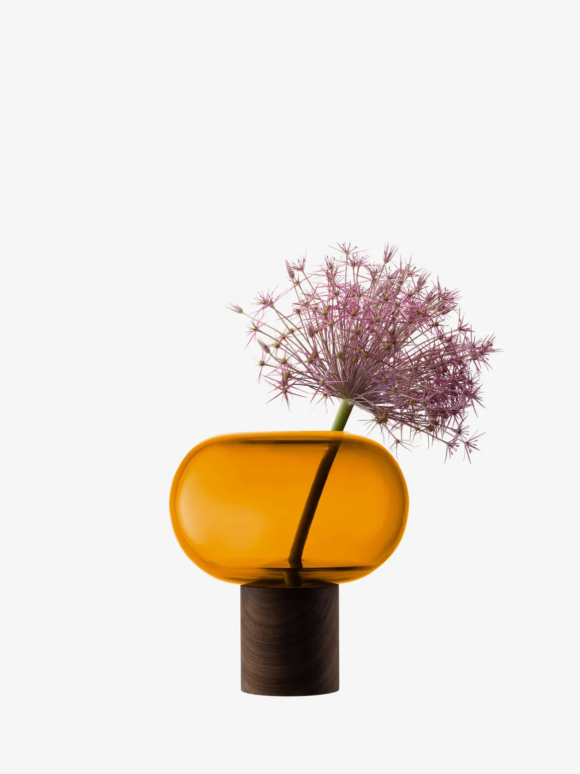 Oblate Vase H21.5cm/?19.5cm Amber/Walnut