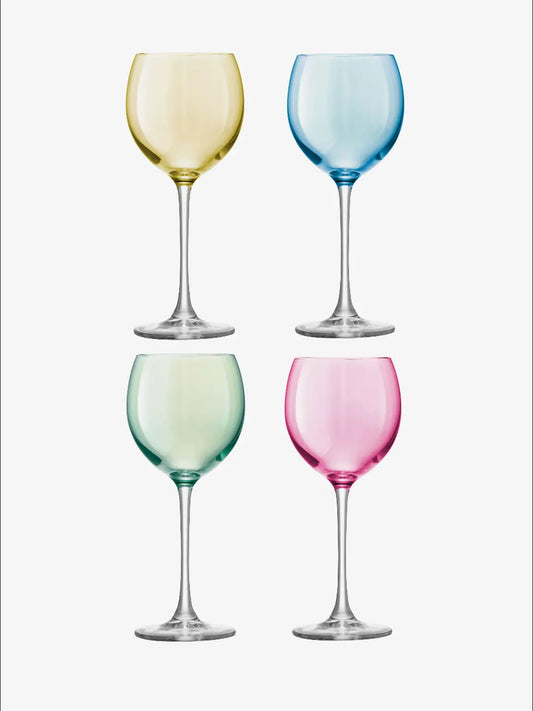 Polka Wine Glass 400ml Pastel Assorted x 4