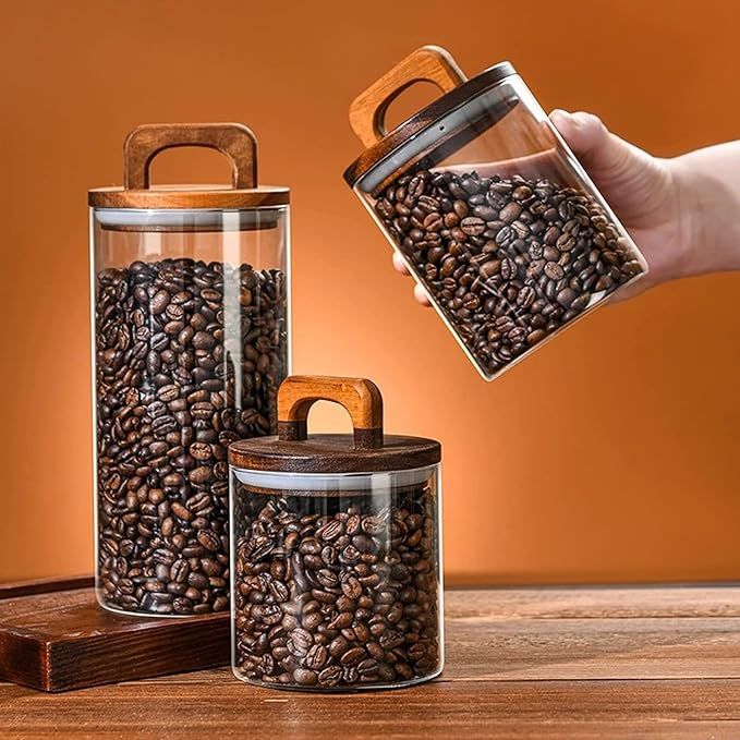 Glass Storage Jar with Acacia Wood Lid 800ml