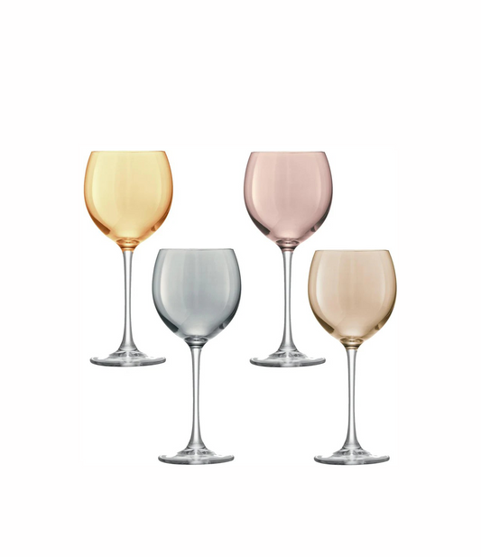 Polka Wine Glass 400ml Metallics Assorted x 4