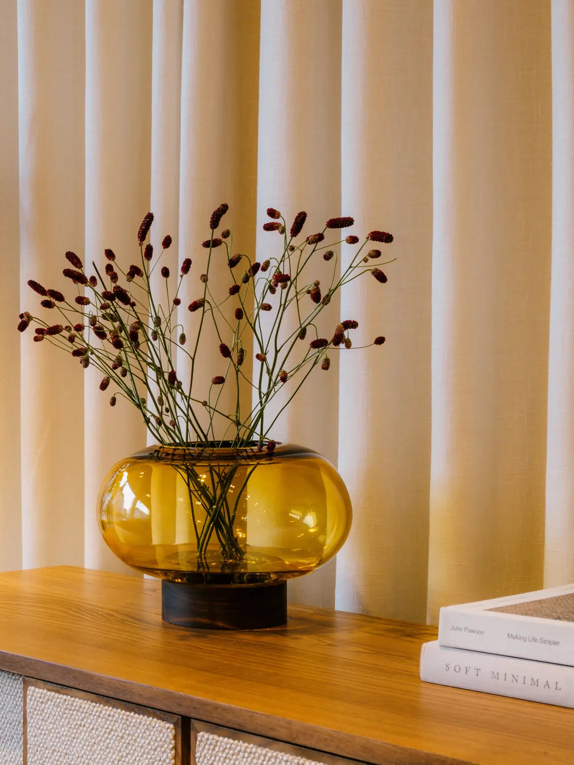 Oblate Vase/Lantern H19.5cm - Amber
