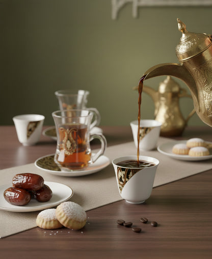 18-Piece Tea & Coffee Set with Silver Trim