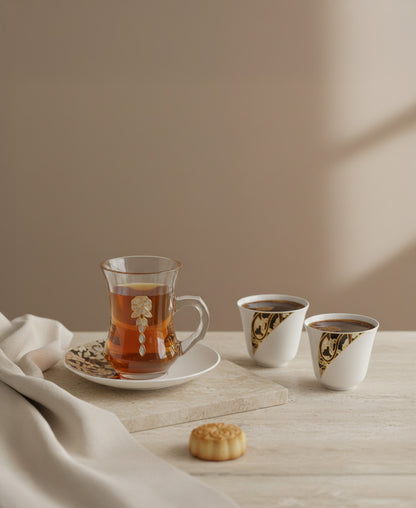 18-Piece Tea & Coffee Set with Gold Trim