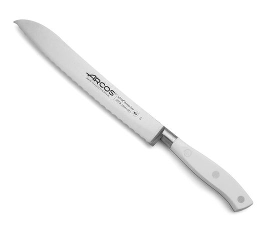 BREAD KNIFE Serrated 200 MM. Color: White, NITRUM® Forged Stainless Steel Polyoxymethylene (POM), Arcos