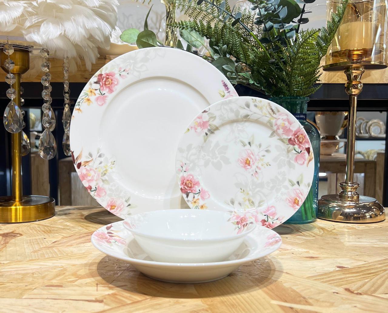 Round Dinner Set of 24 pcs - Pink Rose