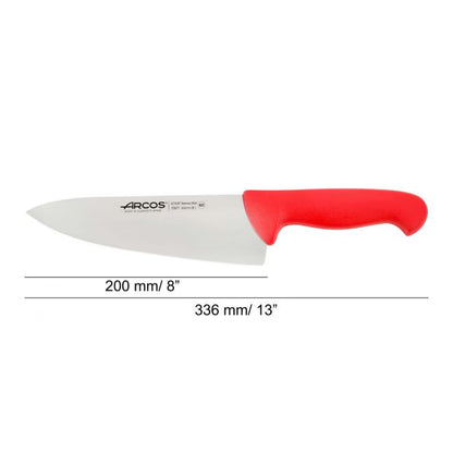 CHEF'S KNIFE Red 8" 200 MM, NITRUM® Stainless Steel, Polypropylene (PP), Arcos