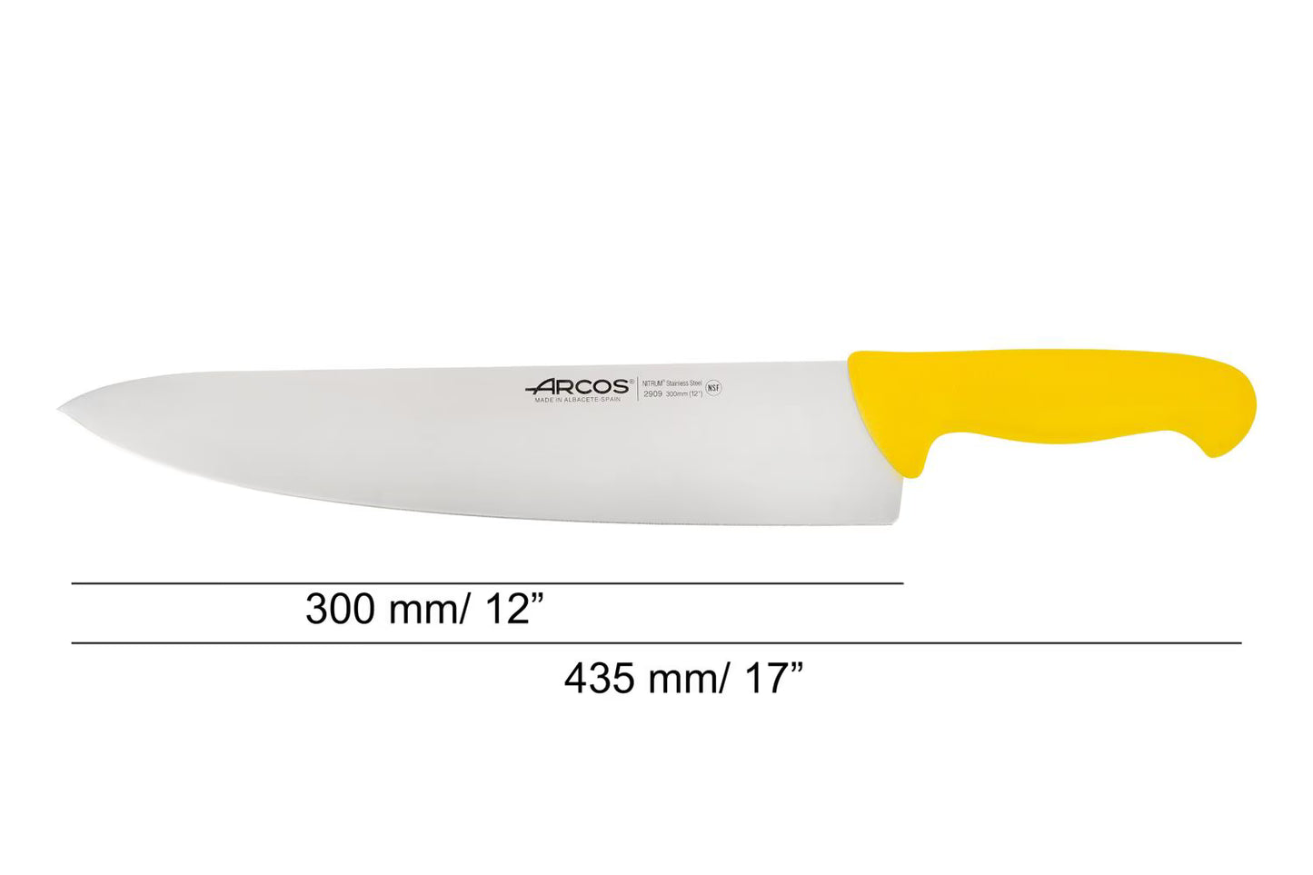 CHEF'S KNIFE 12" Yellow 300 MM, NITRUM® Stainless Steel, Polypropylene (PP), Arcos