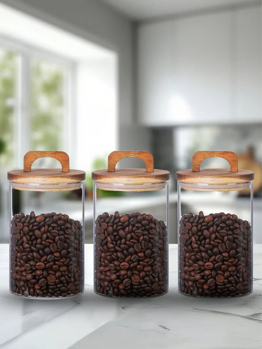 Glass Storage Jar with Acacia Wood Lid 800ml