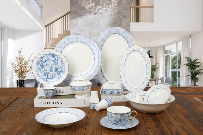 Porcelain Round Dinner Set 65cs - Rose Pattern