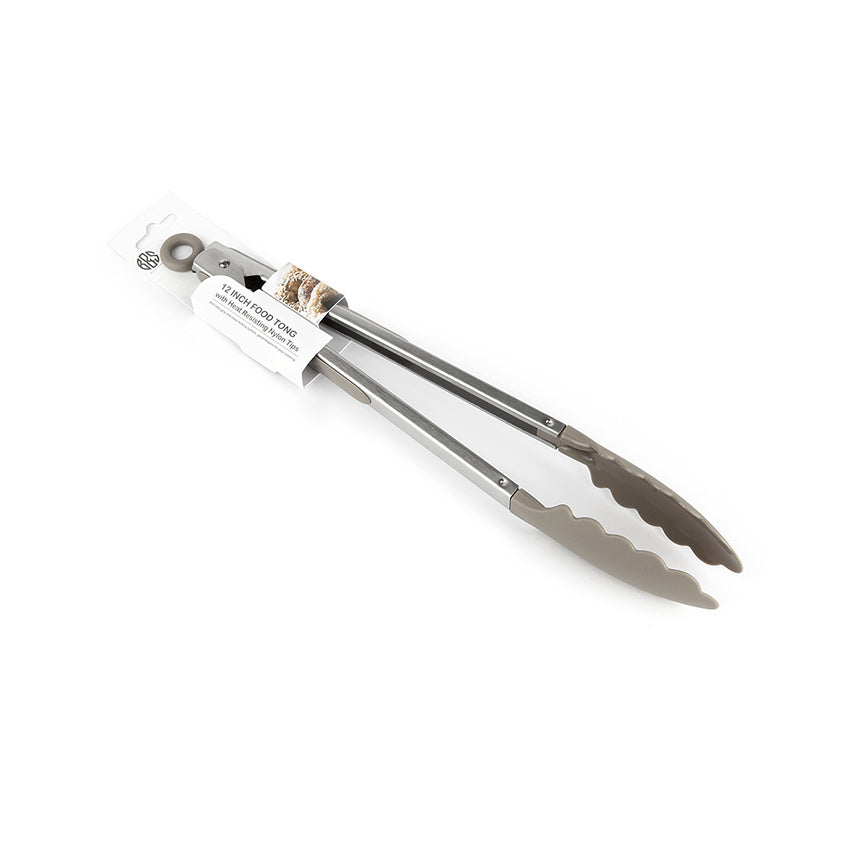 BrightStone 12-Inch Nylon Food Tong showing locking mechanism