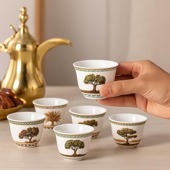 Gahwa Cups Set of 6 – Ghaf Tree Arabic Coffee Cups | Solo Home