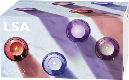 Coro Tealight Holder H6.5cm Berry Assorted x 4