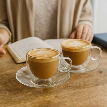 Insulated Glass Cups without saucers 200ml. Set of 2