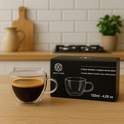 Insulated Glass Cups without saucers 200ml. Set of 2