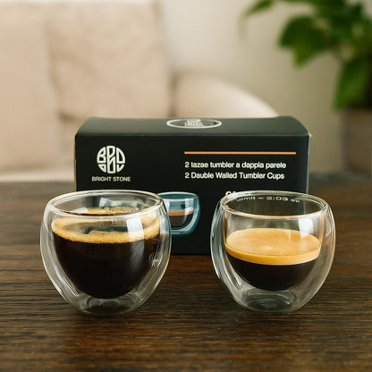 Insulated Espresso Glass Cups Set of 2