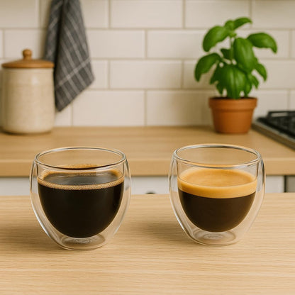 Insulated Espresso Glass Cups Set of 2