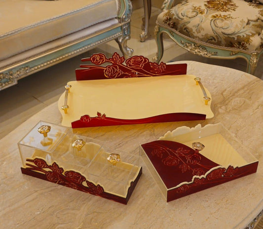 FLO-RD Set of Acrylic Tray and Containers Red (BX-FLO | NT-FLO | TR-FLO)