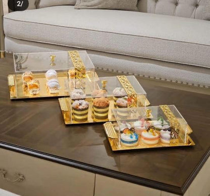 TR-444-S Hospitality & Serving Trays Set with cover - SILVER (TR44-S-S | TR444-M-S | TR444-L-S)