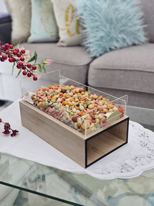 DR-L-BG | DR-S-BG SET of Rectangular & Square Nuts and Sweets Box Large Beige