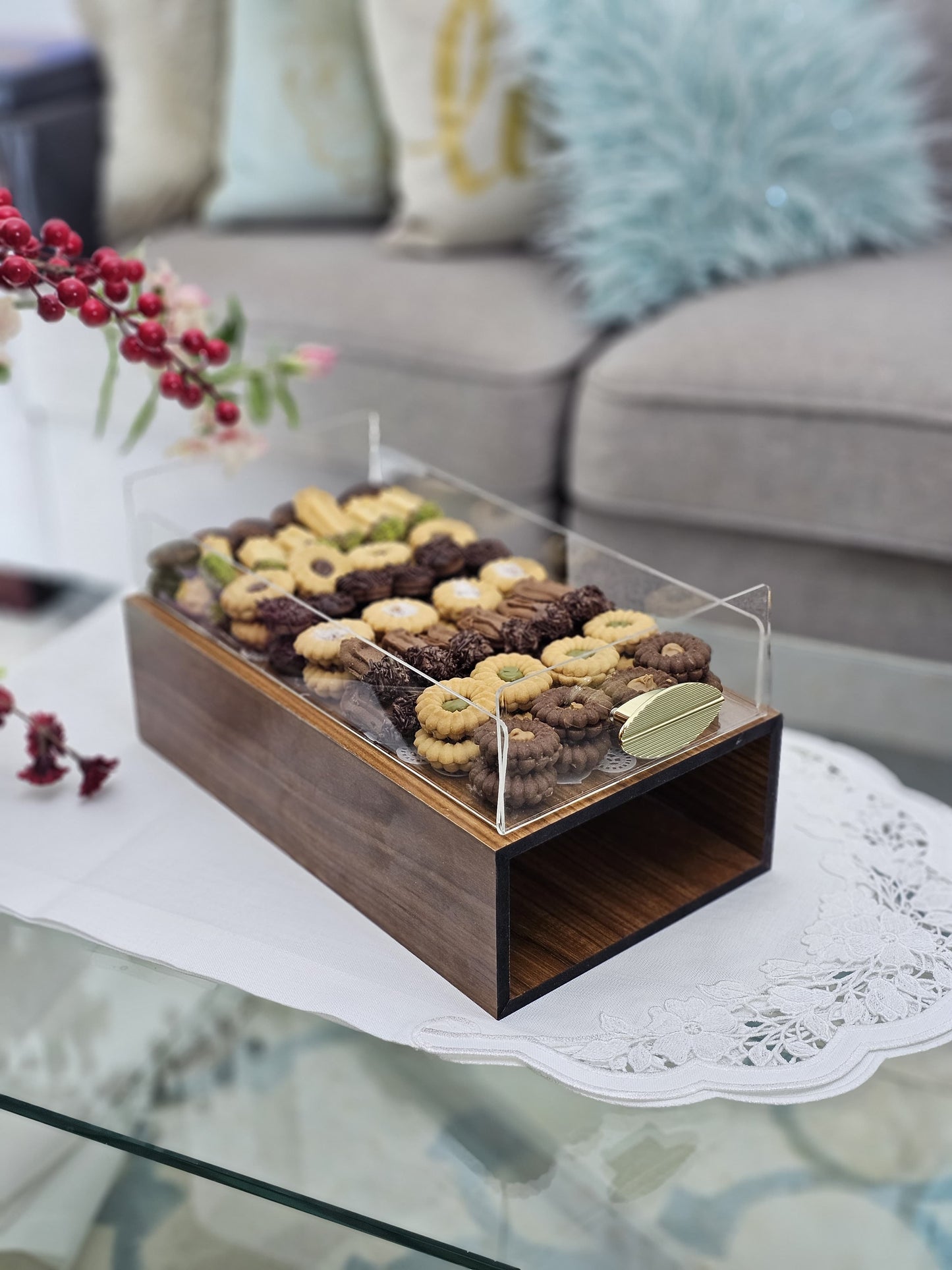 DR-L-BR | DR-S-BR SET of Rectangular  & Square Nuts and Sweets Box Large Brown