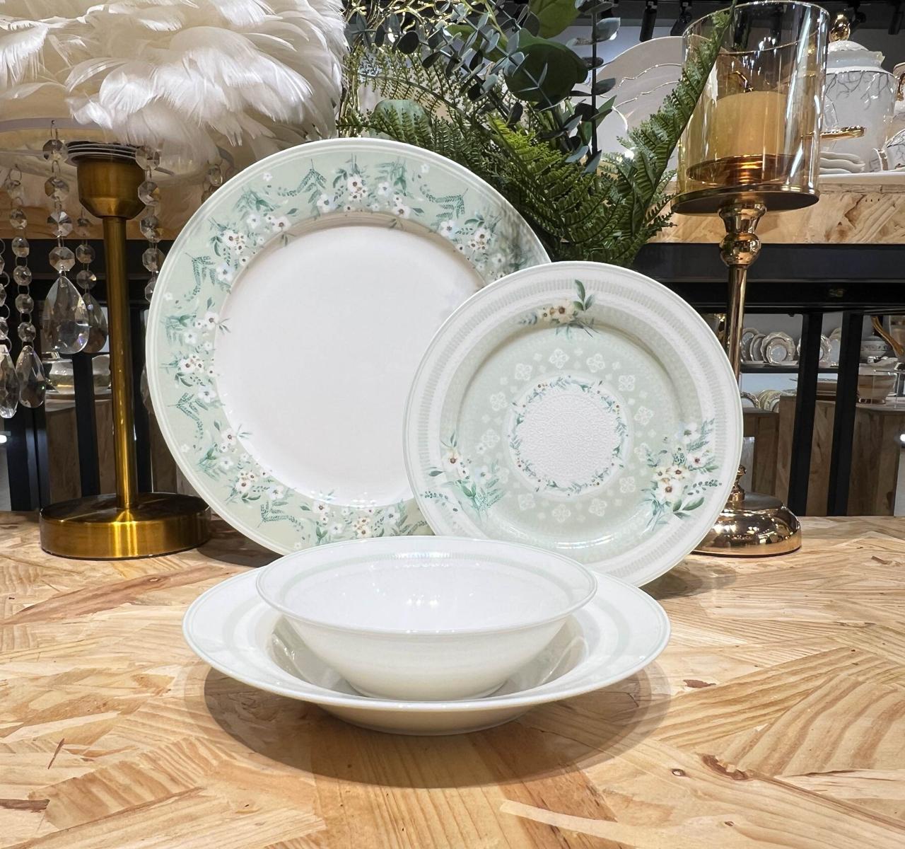 NBC Round Dinner Set of 24 Pcs - White Flowers