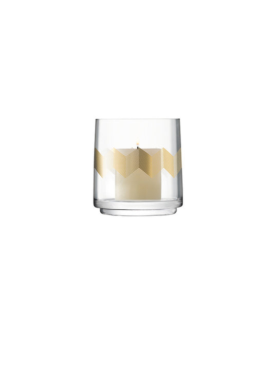 Chevron Lantern/Vase H14cm Gold