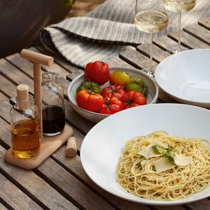 Oil & Vinegar Bottle Set with Oak Wood Stand